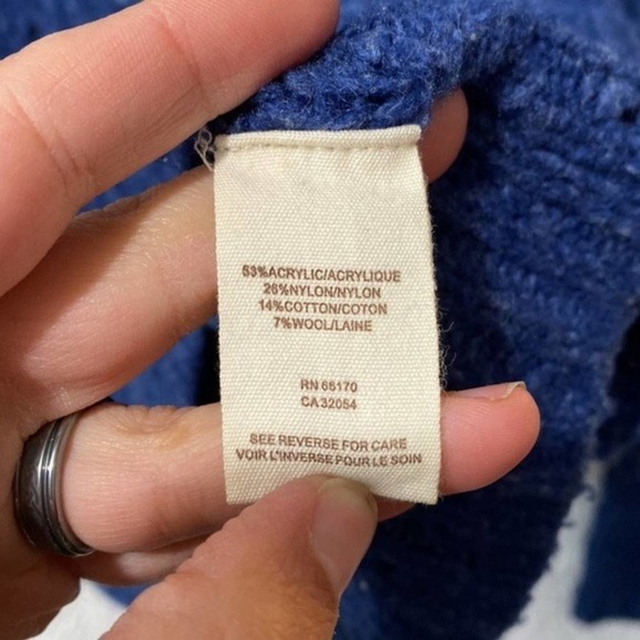 Free People Womens Size S Cobalt Blue Pointelle Eyelet Knit Long Sleeve Sweater - Picture 6 of 10